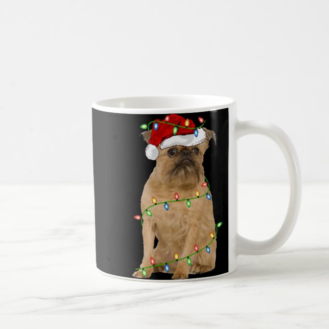 Xmas Lights Santa Hat Brussels Griffon Dog Christm Coffee Mug (Right)