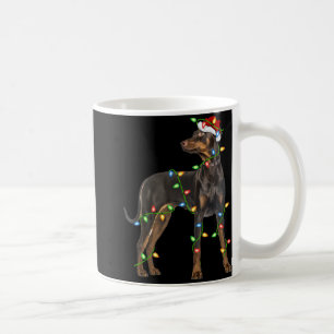 Xmas Lights Santa Hat Doberman Nscher Dog Christ Coffee Mug