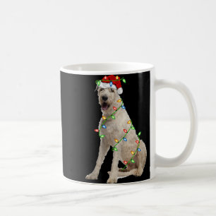 Xmas Lights Santa Hat Irish Wolfhound Dog Christma Coffee Mug