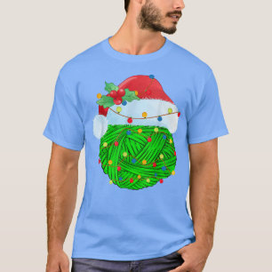 Xmas Lights Santa Hat Knit Fabric Knitting Christm T-Shirt