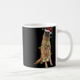 Xmas Lights Santa Hat Malinois Dog Christmas Premi Coffee Mug