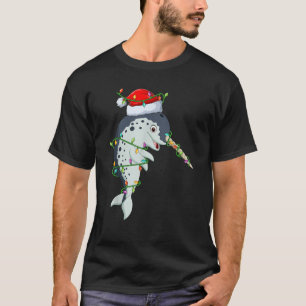 Xmas Lights Santa Hat Narwhal Christmas  T-Shirt