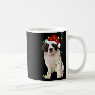 Xmas Lights Santa Hat Saint Bernard Dog Christmas  Coffee Mug