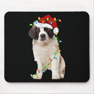 Xmas Lights Santa Hat Saint Bernard Dog Christmas  Mouse Mat
