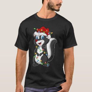 Xmas Lights Santa Hat Skunk Christmas  T-Shirt