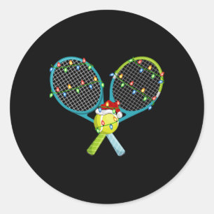 Xmas Lights Santa Hat Tennis Christmas Premium  Classic Round Sticker