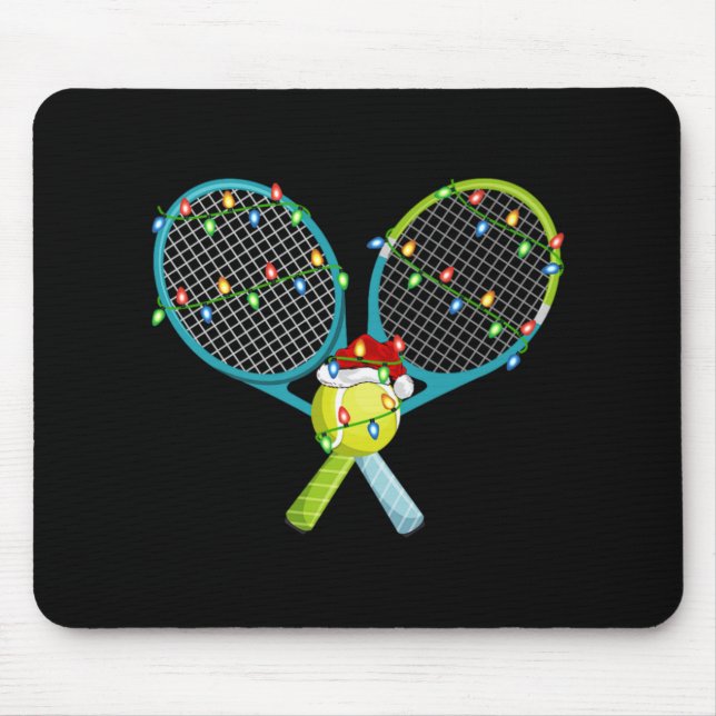 Xmas Lights Santa Hat Tennis Christmas Premium T S Mouse Mat (Front)