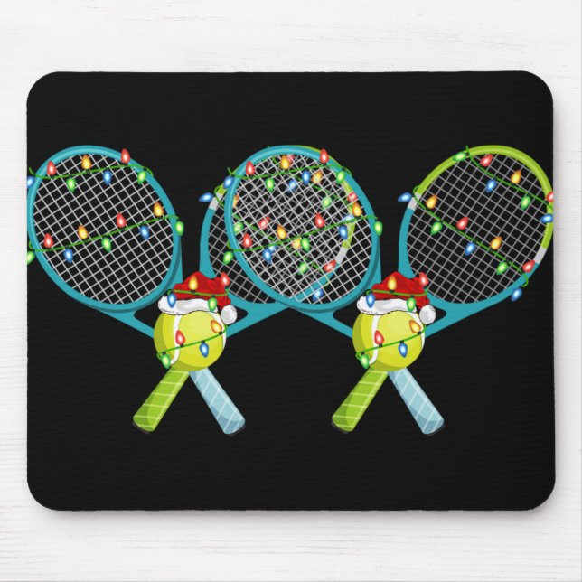 Xmas Lights Santa Hat Tennis Christmas Premium T S Mouse Mat (Front)