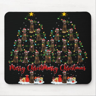 Xmas Lights Santa Irish Setter Dog Christmas Tree Mouse Mat