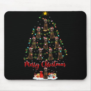 Xmas Lights Santa Irish Setter Dog Christmas Tree Mouse Mat