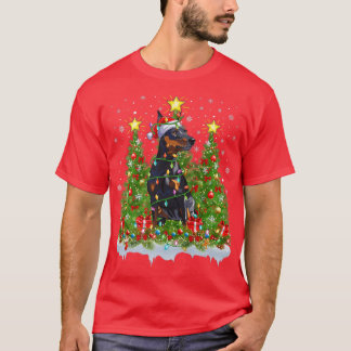 Xmas Lights Santa Miniature Pinscher Dog Christmas T-Shirt