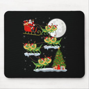Xmas Lights Santa Riding Dilophosaurus Dinosaur Ch Mouse Mat
