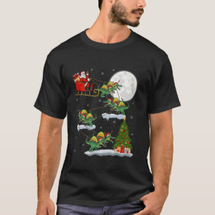 Xmas Lights Santa Riding Spinosaurus Dinosaur Chri T-Shirt