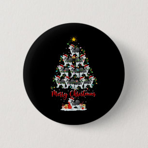 Xmas Lights Santa Siberian Husky Dog Christmas Tre 6 Cm Round Badge