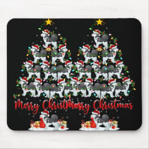 Xmas Lights Santa Siberian Husky Dog Christmas Tre Mouse Mat