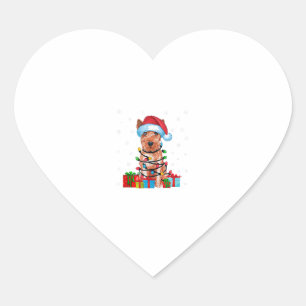 Xmas Lights Santa Soft Coated Wheaten Terrier Dog Heart Sticker