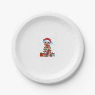 Xmas Lights Santa Soft Coated Wheaten Terrier Dog Paper Plate