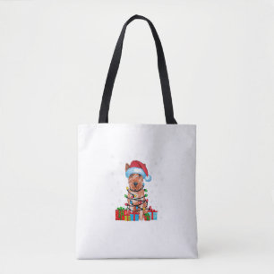 Xmas Lights Santa Soft Coated Wheaten Terrier Dog Tote Bag