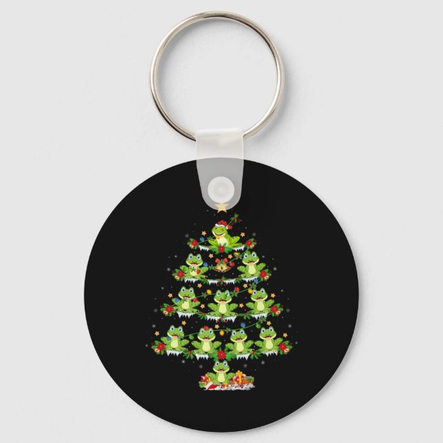 Xmas Lights Santa Tree Frog Christmas Tree Premium Key Ring (Front)