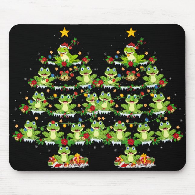 Xmas Lights Santa Tree Frog Christmas Tree Premium Mouse Mat (Front)