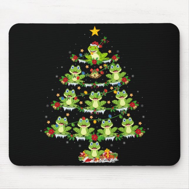 Xmas Lights Santa Tree Frog Christmas Tree Premium Mouse Mat (Front)