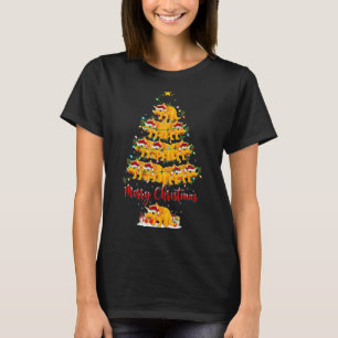 Xmas Lights Santa Triceratops Dinosaur Christmas T-Shirt