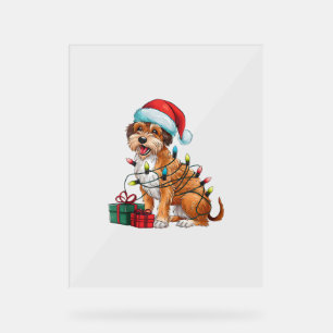 Xmas Lights Santa Wirehaired Pointing Griffon Dog Acrylic Sign