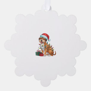 Xmas Lights Santa Wirehaired Pointing Griffon Dog Tree Decoration Card