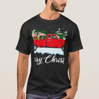 Xmas Lights Tree Santa Flamingo Red Truck Merry Ch T-Shirt