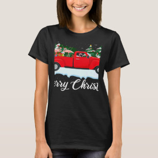 Xmas Lights Tree Santa Flamingo Red Truck Merry Ch T-Shirt