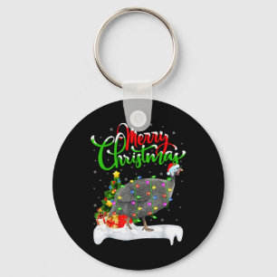 Xmas Lights Tree Santa Guinea Fowl Bird Merry Chri Key Ring