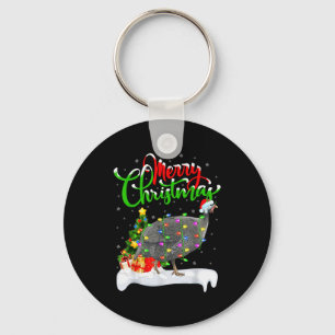 Xmas Lights Tree Santa Guinea Fowl Bird Merry Chri Key Ring