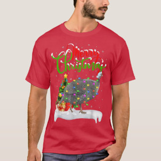 Xmas Lights Tree Santa Guinea Fowl Bird Merry Chri T-Shirt