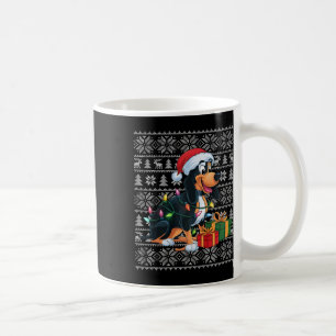 Xmas Lights Ugly Santa Black And Tan Coonhound Dog Coffee Mug