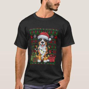 Xmas Lights Ugly Santa Entlebucher Mountain Dogs C T-Shirt