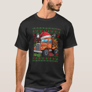 Xmas Lights Ugly Santa Hat Construction Truck Chri T-Shirt