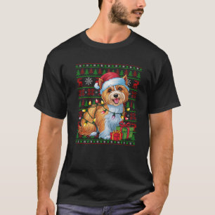 Xmas Lights Ugly Santa Hat Tibetan Terrier Dog Chr T-Shirt