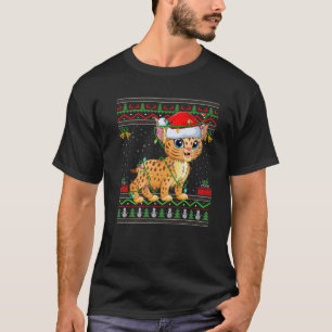Xmas Lights Ugly Sweater Style Santa Bobcat Christ