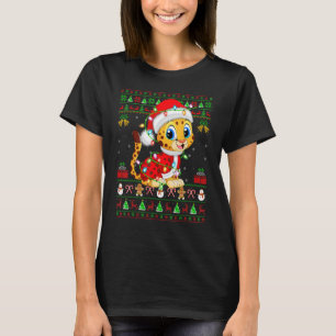   Xmas Lights Ugly Sweater Style Santa Cheetah Chr