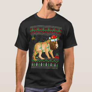 Xmas Lights Ugly Sweater Style Santa Mountain Lion