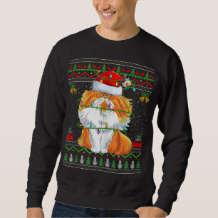 Xmas Lights Ugly Sweater Style Santa Persian Cat C