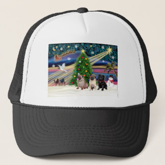Xmas Magic-3Pugs 2fawn-1blk Trucker Hat