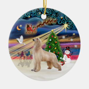 Xmas Magic - Afghan Hound (fawn) Ceramic Tree Decoration