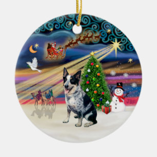 Xmas Magic - Australian Cattle Dog Ceramic Tree Decoration