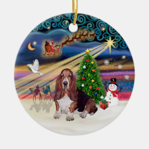 Xmas Magic - Basset Hound Ceramic Tree Decoration