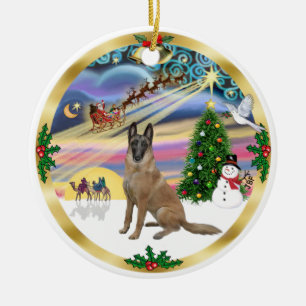 Xmas Magic-Belgian Malinois1r Ceramic Tree Decoration