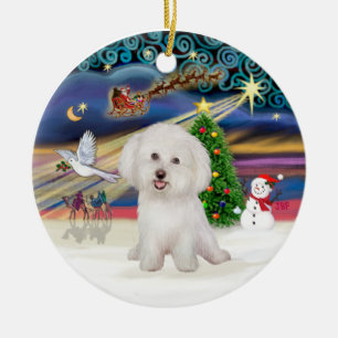 Xmas Magic - Bichon Frise #7 Ceramic Tree Decoration