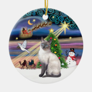 Xmas Magic - Blue Point Siamese Ceramic Tree Decoration