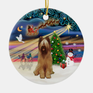 Xmas Magic - Briard (fawn) Ceramic Tree Decoration