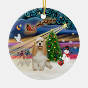 Xmas Magic - Buff Cocker Spaniel Ceramic Tree Decoration